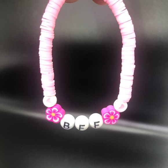 BFF Pink Clay Bead Stretchable Stackable Bracelets - Picture 5 of 13